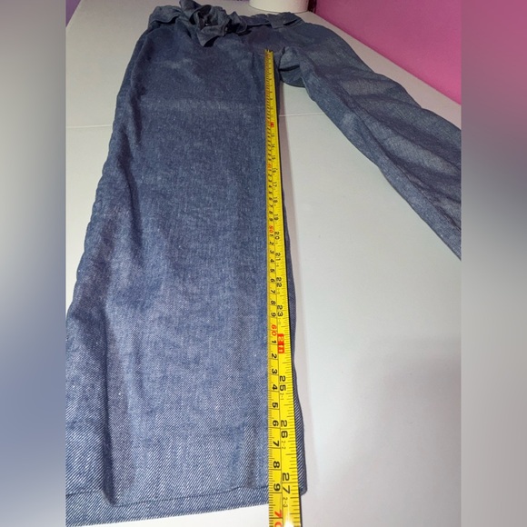 Express Light Blue Chambray Pants with Tie Detail - Picture 11 of 12